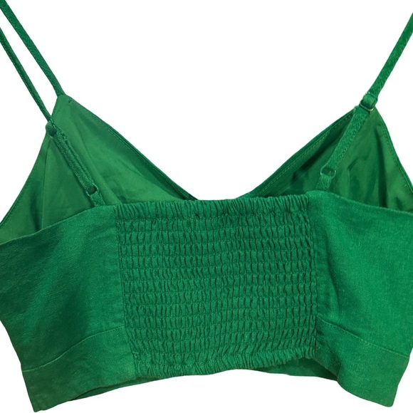 House of Harlow 1969 Emerald Green Twist-Front Crop Top Bustier - Picture 4 of 9